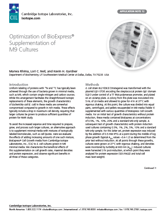 Download CIL BioExpress App Note 12 CIL BioExpress App Note 12